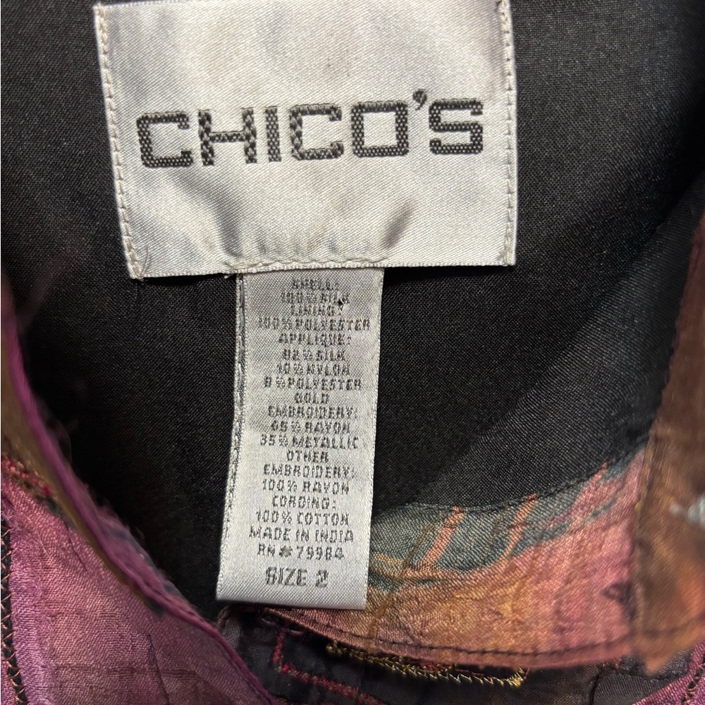 Chico’s Silk Patchwork Lightweight Lined Jacket W… - image 2